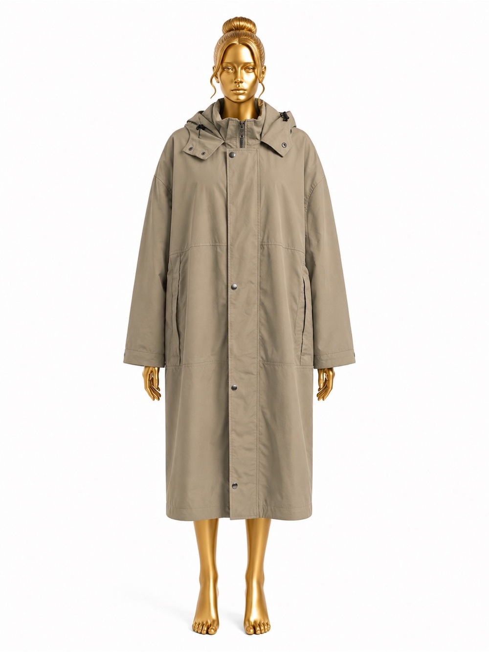 Banana Republic Long Hooded Utility Coat in Taupe